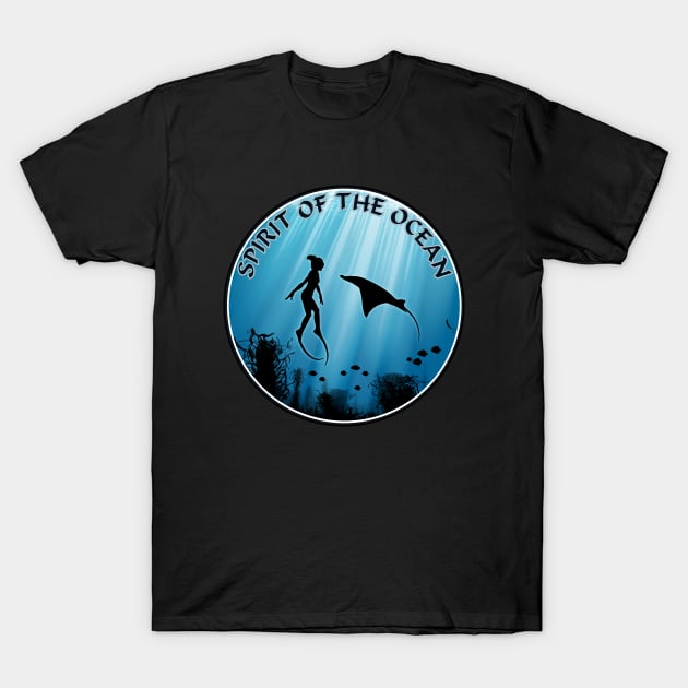 Freediver and Manta Ray T-Shirt by NicGrayTees